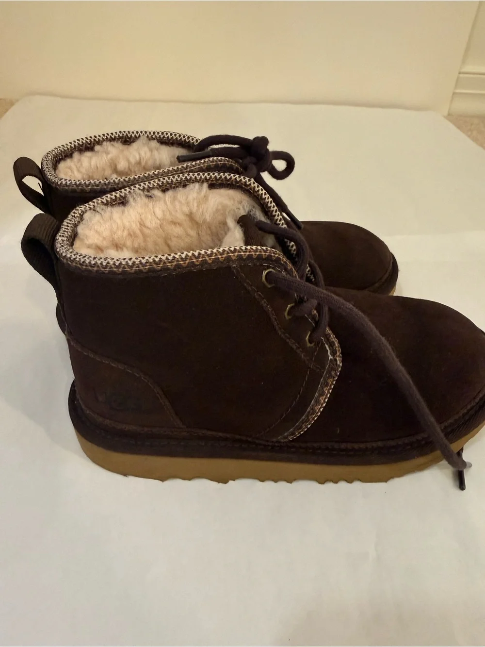 UGG Kids Brown Suede Lace-Up Winter Boots